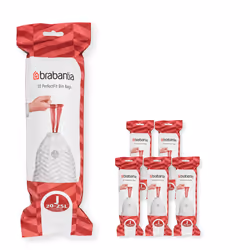 Brabantia PerfectFit Trash Bags Size J53-66 gal Thick Plastic Trash can Liners with Drawstring Handles 120 Bags