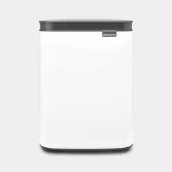 Brabantia Bo Waste Bin, 4 L, Rectangular, Steel, Black, White, Steel, Manual