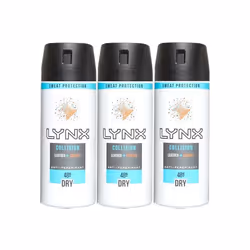 3 x 150ml Lynx Collision Leather + Cookies 48H Dry Antiperspirant  Spray