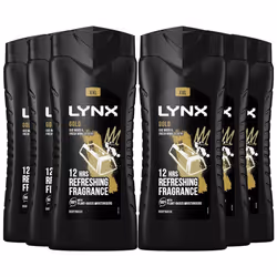 6pk of Lynx12H Refreshing GoldOud Wood & Fresh Vanilla Scent ShowerGel