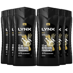 6pk of Lynx12H Refreshing GoldOud Wood & Fresh Vanilla Scent ShowerGel