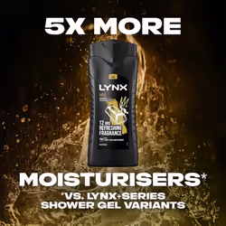 6pk of Lynx12H Refreshing GoldOud Wood & Fresh Vanilla Scent ShowerGel