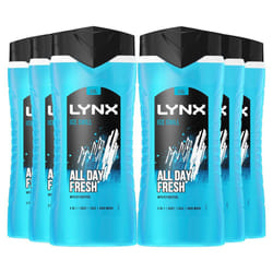 Lynx Ice Chill 12H Refreshing Fragrance Shower Gel Bodywash, 6x 500ml