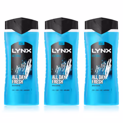 Lynx Ice Chill 12H Refreshing Fragrance Shower Gel Bodywash, 3x 500ml