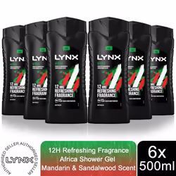 Lynx Energy Boost Shower Gel Bodywash, Africa, 500ml 6 Pack