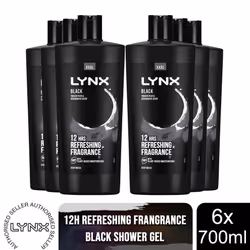 Lynx Shower Gel 700ml, 3 or 6 Pack - Black, 6 Pack