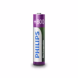 Philips Rechargeables Battery R03B2A80/10, Rechargeable battery, 1.2 V, 800 mAh, 2 year(s), Cd (cadmium), Hg (mercury), 36 g