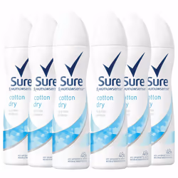 Sure Women Antiperspirant Deodorant, Shower Fresh, 6 Pack, 250ml