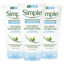 Simple Water Boost Micellar Facial Gel Wash for Dry Skin 150ml pk of 3