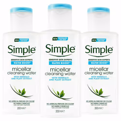 Simple Water Boost Micellar Cleansing Water, Wipes & Face Wash - 3x Micellar Cleansing Water