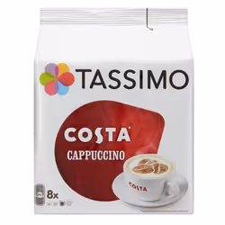 Tassimo Costa Cappuccino Coffee Pods 1 Pack 8 Large Cup Size T Disc Pods 215ml