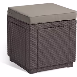 Keter Cube Cushion Seat Table Footrest Storage Box - Brown