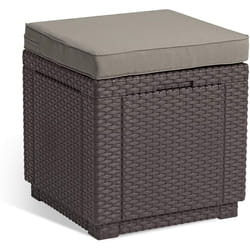 Keter Cube Cushion Seat Table Footrest Storage Box - Brown