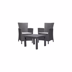 Allibert Rosario 219992 Balcony Lounge Set 2x Chairs and 1x Table Rattan-Effect Plastic Graphite