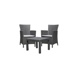 Allibert Rosario 219992 Balcony Lounge Set 2x Chairs and 1x Table Rattan-Effect Plastic Graphite
