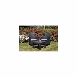 Allibert Rosario 219992 Balcony Lounge Set 2x Chairs and 1x Table Rattan-Effect Plastic Graphite