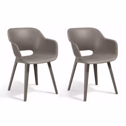 Keter 2x Outdoor Chairs Akola Cappuccino Garden Dining Chair Armchair Patio