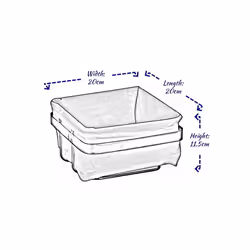 Bread Basket Food Serving Storage Hamper Metal White Fabric Square