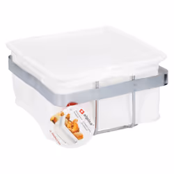 Bread Basket Food Serving Storage Hamper Metal White Fabric Square