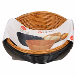 Plastic Wicker Bread Basket Small Round Display Cakes Snack Bowl 2x