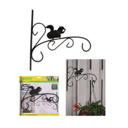 ) Hanging Basket Wall Brackets Animal Shape Garden Plant Hanger Wall Metal Black - Squirrel (Without Leaf
