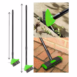3 in 1 Telescopic Weed Remover Brush Wire Head Paving Decking Clean Scrub Moss