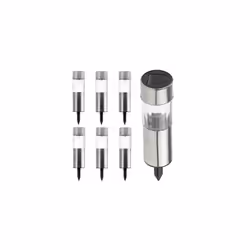 6pc SOLID Solar Bollard Outdoor Garden Stake Lights 15cm Weatherproof Silver