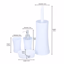 4 Piece Bathroom Accessory Set Soap Dish - White