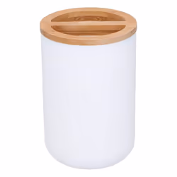 Alpina 6 Piece White Bamboo Bathroom and Toilet Storage Container and Dispenser Set
