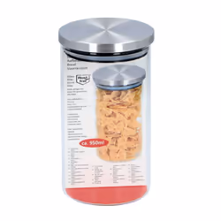 Tall Borosilicate Glass Airtight Lid Storage Jar Pasta Rice Food Canister - 950ml