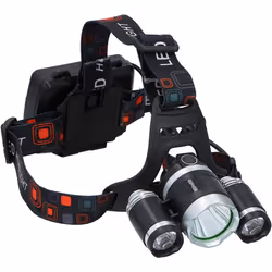 Dunlop Headlight with 3 LED Lights, Battery-Powered Headlamp, 200 Lumens, Black