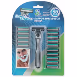 21Pcs Razor Blades Mens Shaving Shave Everyday Use Hygiene 3 Blades Disposable
