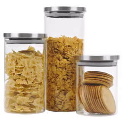 3 PCS Air Tight Preserve Jars Glass Food Kitchen Storage Container Set