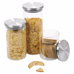 3 PCS Air Tight Preserve Jars Glass Food Kitchen Storage Container Set