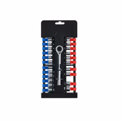24pc 1/4'' Socket Wrench Kit Set with Ratchet Bit Mertic SAE Handle DIY Steel