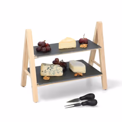 2 Tier Wooden Slate Cup Cake Stand Shop Stall Display Wedding Afternoon Tea Bday
