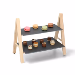 2 Tier Wooden Slate Cup Cake Stand Shop Stall Display Wedding Afternoon Tea Bday