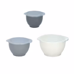 3 Piece Mixing Bowl Set Plastic With Pouring Lip Lids Baking