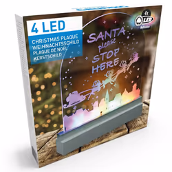 4 LED Christmas 'SANTA PLEASE STOP HERE' Illuminated Desk Night Light Lamp XMAS