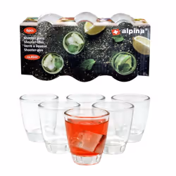 6pc Shot Glasses Glass Vodka Liquor Bar Pub Party Shooter Slammer 45ml