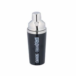 Cocktail Shaker Stainless Steel 3 Piece Built In Strainer Cap Drinks Mixer 450ml - Black