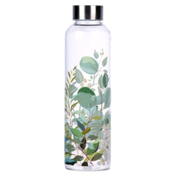 Glass Water Bottle Sports Gym Drinking Outdoor - Floral Leaf