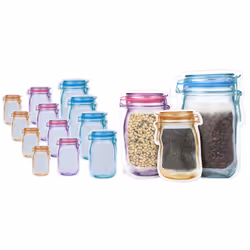 Reusable Storage Bags Jar Mason 12 Fresh Food Bag Snack Freezer Pouch