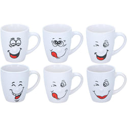 6Pcs Smiley Face Tea Coffee Mug Soup Cup Smile faces Birthday Present Gift Idea - 300ml - 6 Pack