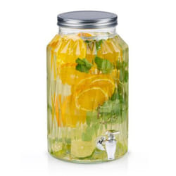 Glass Beverage Drinks Dispenser with Tap Screw Lid Cocktail Juice Party Large - 5.5L - Geometric