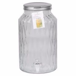 Glass Beverage Drinks Dispenser with Tap Screw Lid Cocktail Juice Party Large - 5.5L - Geometric