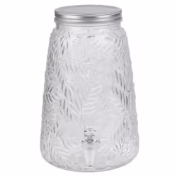 Glass Beverage Drinks Dispenser with Tap Screw Lid Cocktail Juice Party Large - 3.5L - Leaf