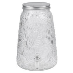 Glass Beverage Drinks Dispenser with Tap Screw Lid Cocktail Juice Party Large - 3.5L - Leaf