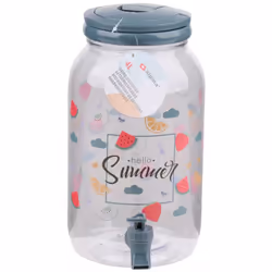 ) 4 Litre Plastic Drink Dispenser with Tap & Lid Cocktail Punch Juice Beverage BBQ - Grey (Hello Summer
