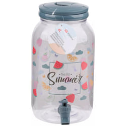 ) 4 Litre Plastic Drink Dispenser with Tap & Lid Cocktail Punch Juice Beverage BBQ - Grey (Hello Summer